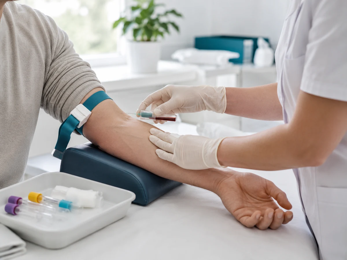 Blutentnahme für den M371-Test bei medizinischem Fachpersonal